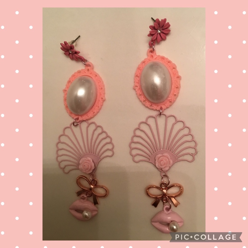 💐 pink 💐🌷seashell earrings🌷💐